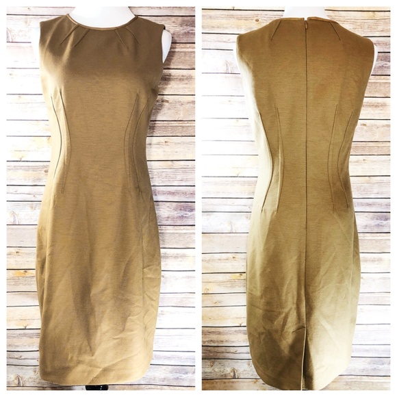 Elie Tahari Tan Camel Fitted Wool Blend Dress - Picture 1 of 8